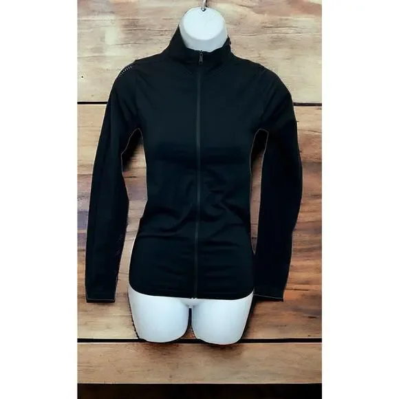 Varley Poinsettia Full Zip Jacket Sz XXS/XS Fitted Black Perforated Mesh - Picture 5 of 15